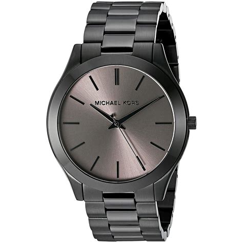 michael kors men's slim runway black stainless steel watch|Michael Kors black chronograph watch.